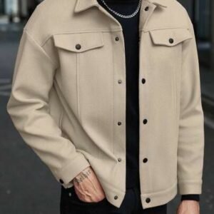 Men’s Beige Casual Shirt Jacket