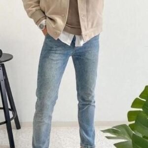 Men’s Solid Beige Button Jacket